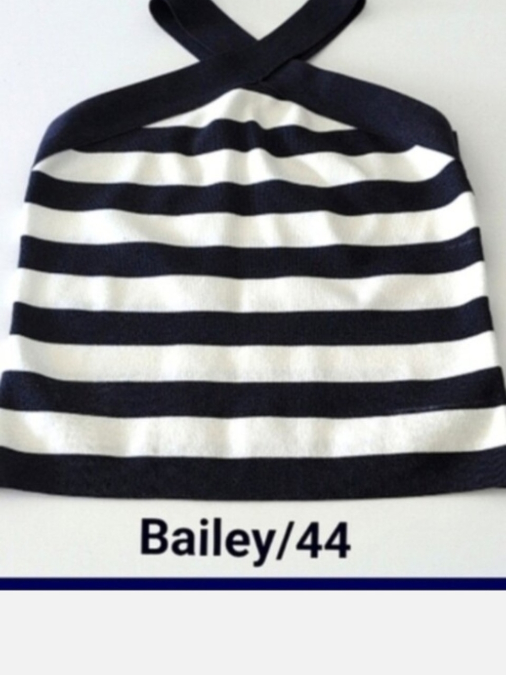 Bailey 44 Navy Blue White Striped Top Medium Halter Sleeveless Coastal Nautical